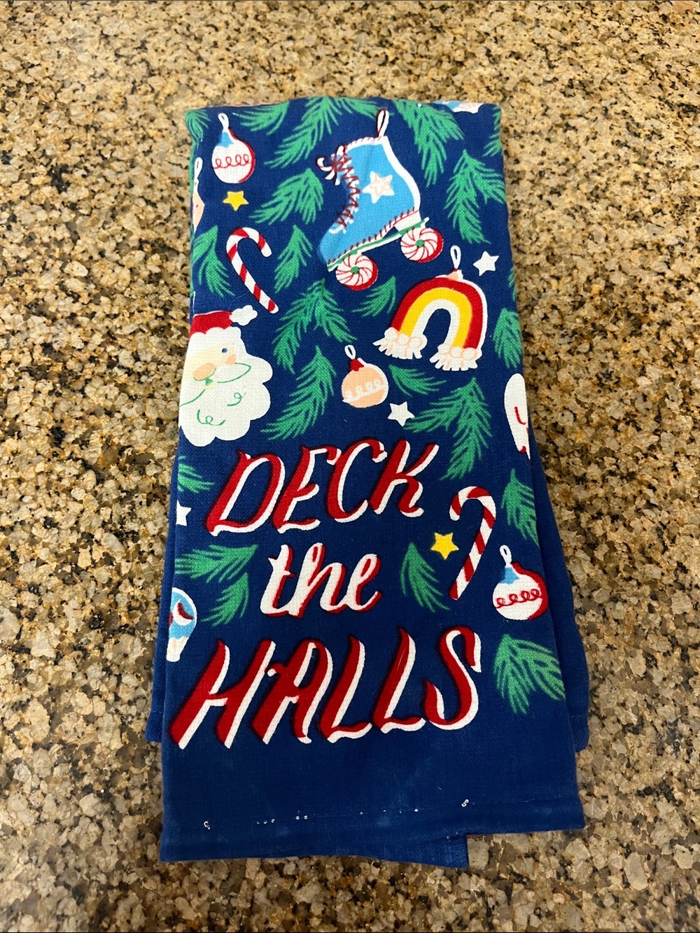 Deck the Halls Holiday Kitchen Towel - Navy